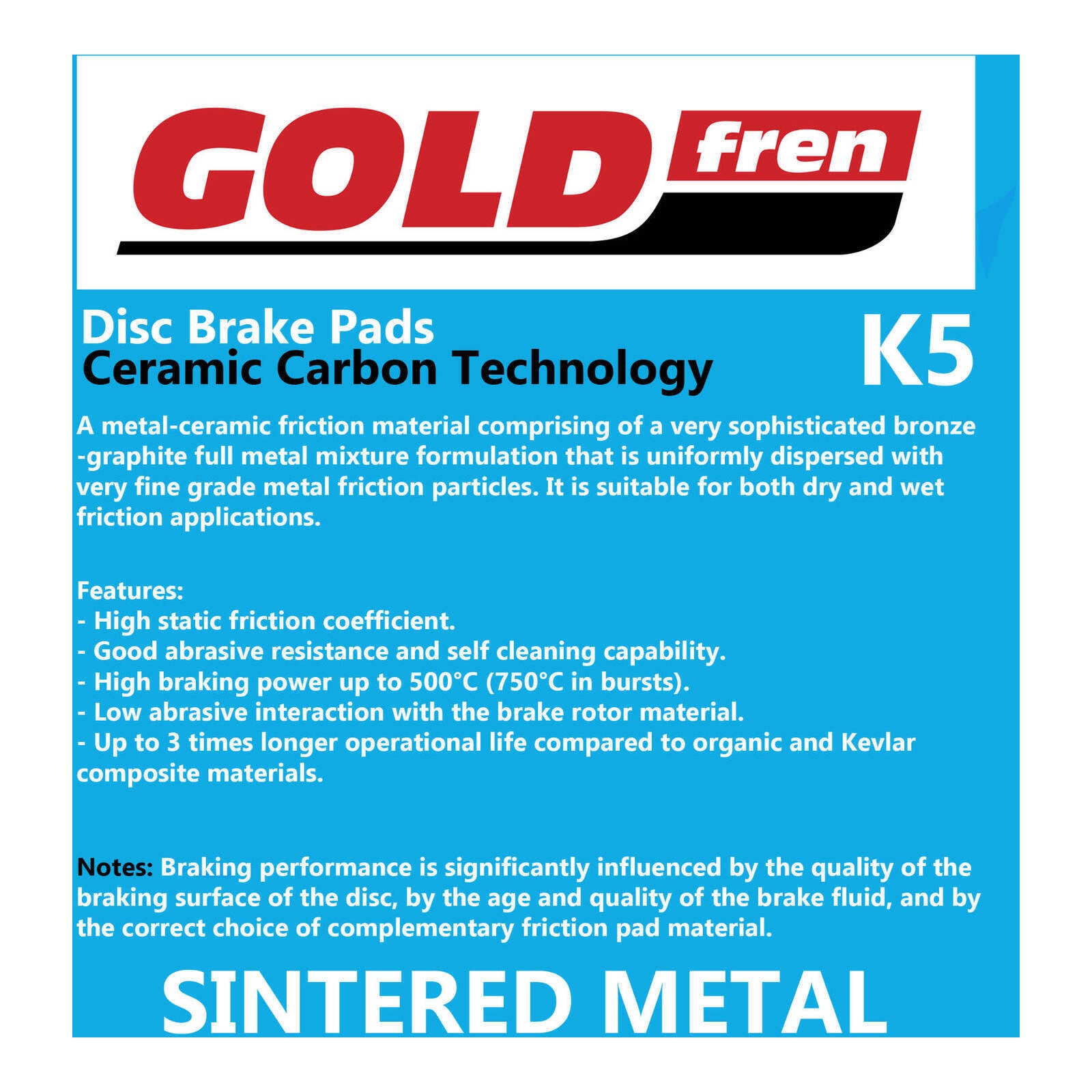GOLDfren Brake Pads Off-Road Racing GF001 - K5 (PR52)