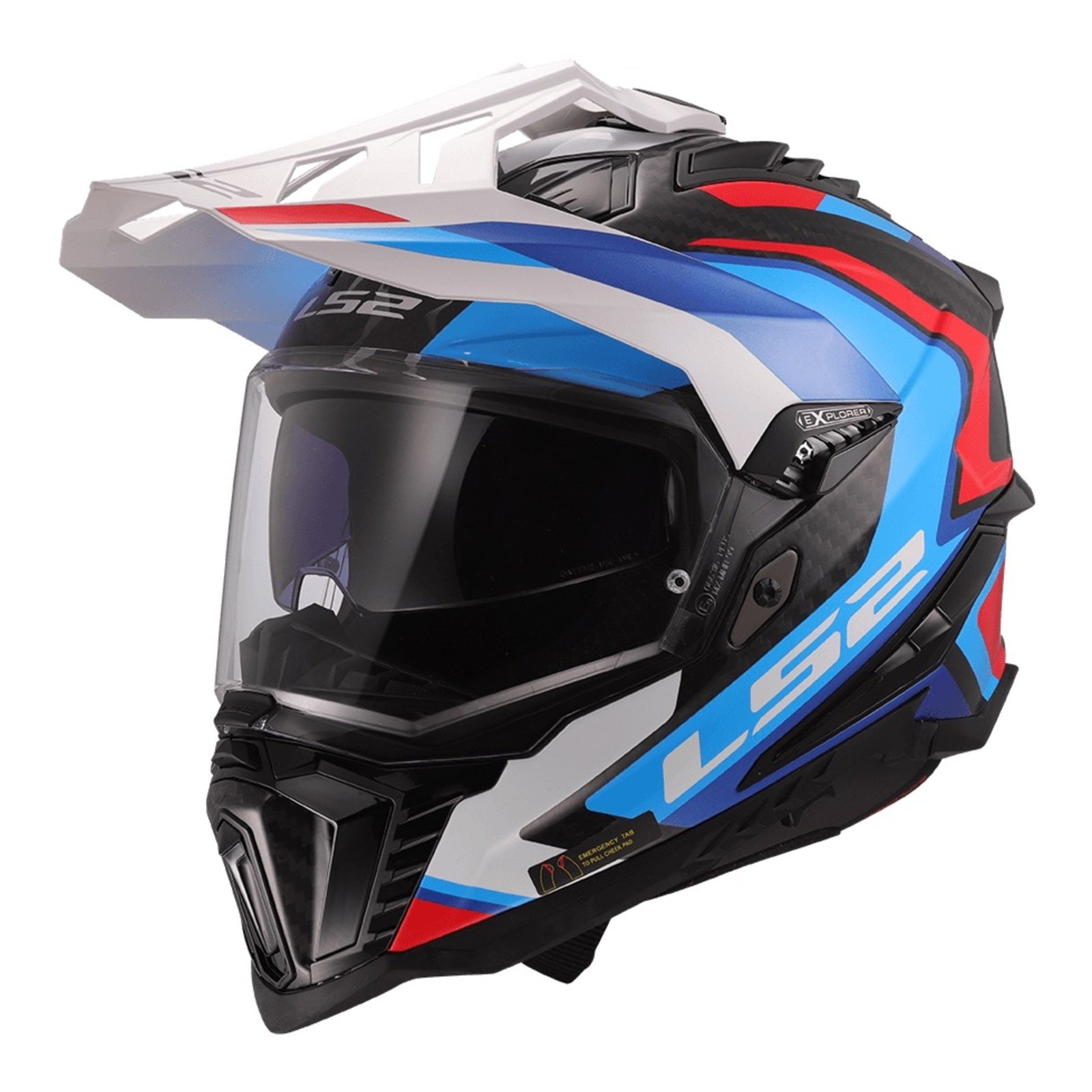LS2 MX701 Explorer Carbon Frontier II Helmet - White / Blue / Red