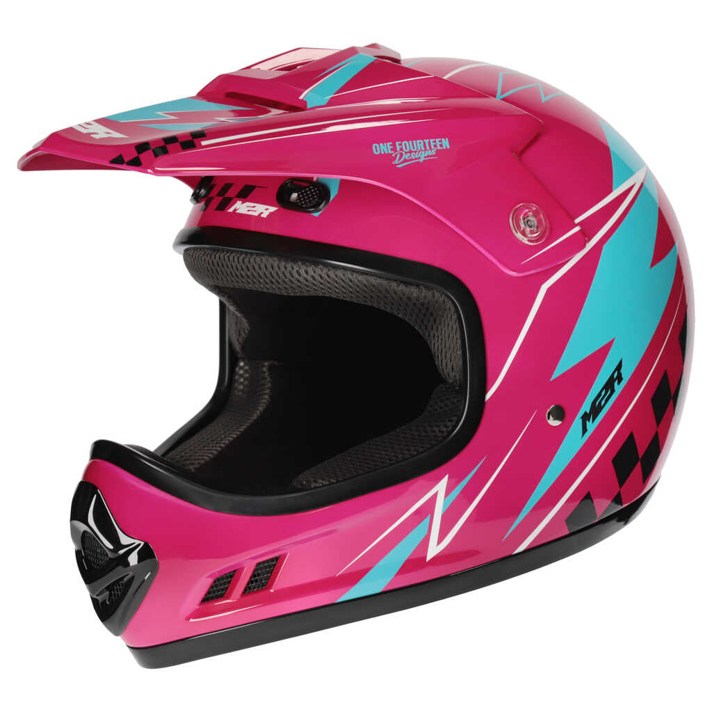 MX2 Junior Helmet BLUE PINK WHITE