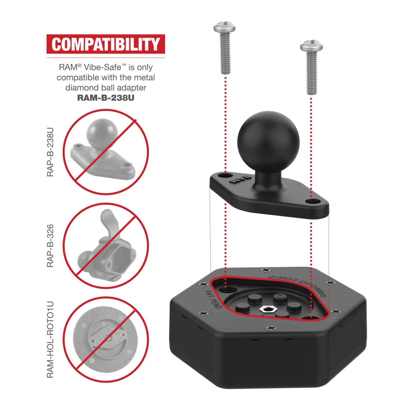 RAM Vibe-Safe with NPT Adapter for 2-hole Holders